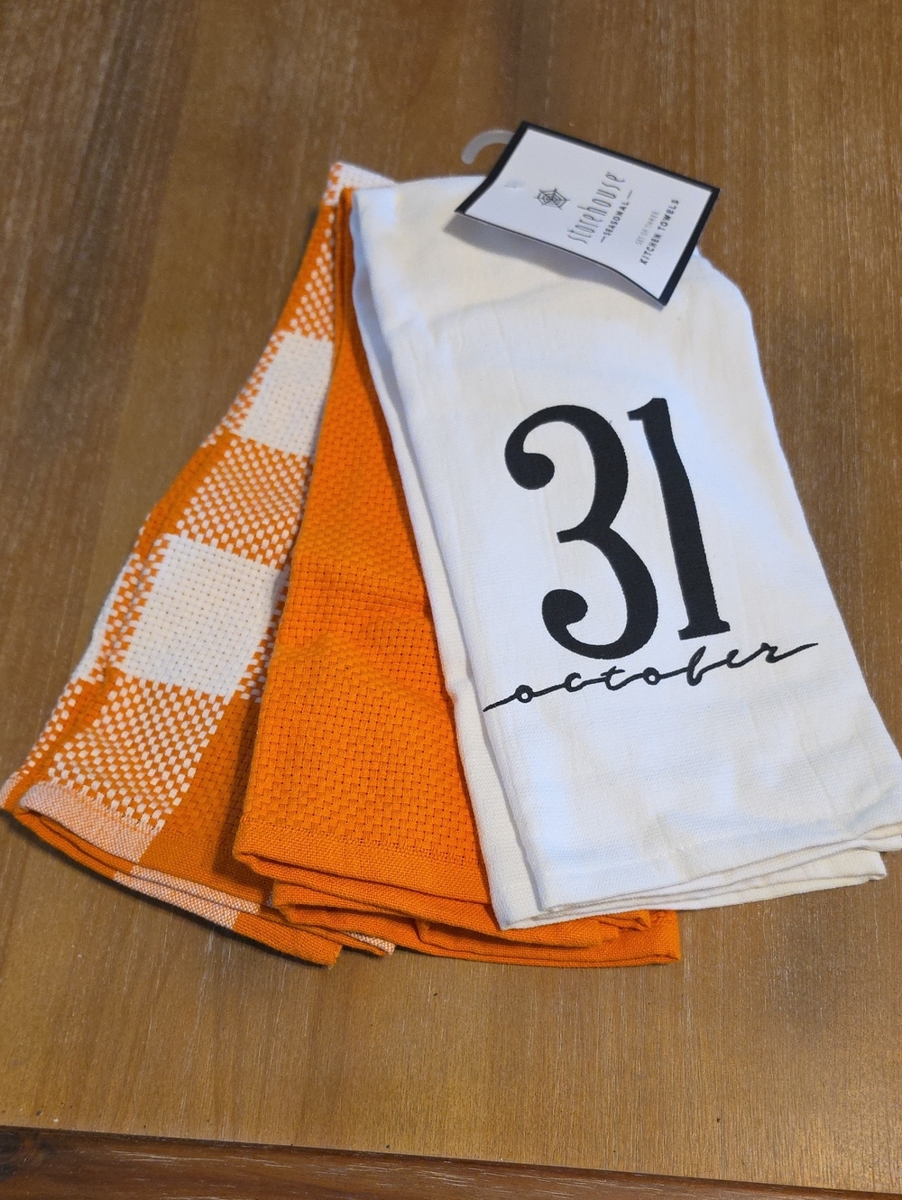 31 October Halloween Kitchen Towels - Orange & White NWT